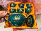  Bộ ấm chén Tổng Bí thư Tô Lâm màu xanh vẽ vàng in logo BKCEVN-8125 