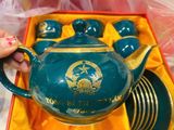  Bộ ấm chén Tổng Bí thư in logo men xanh vẽ vàng 600ml BKCEVN-8190 