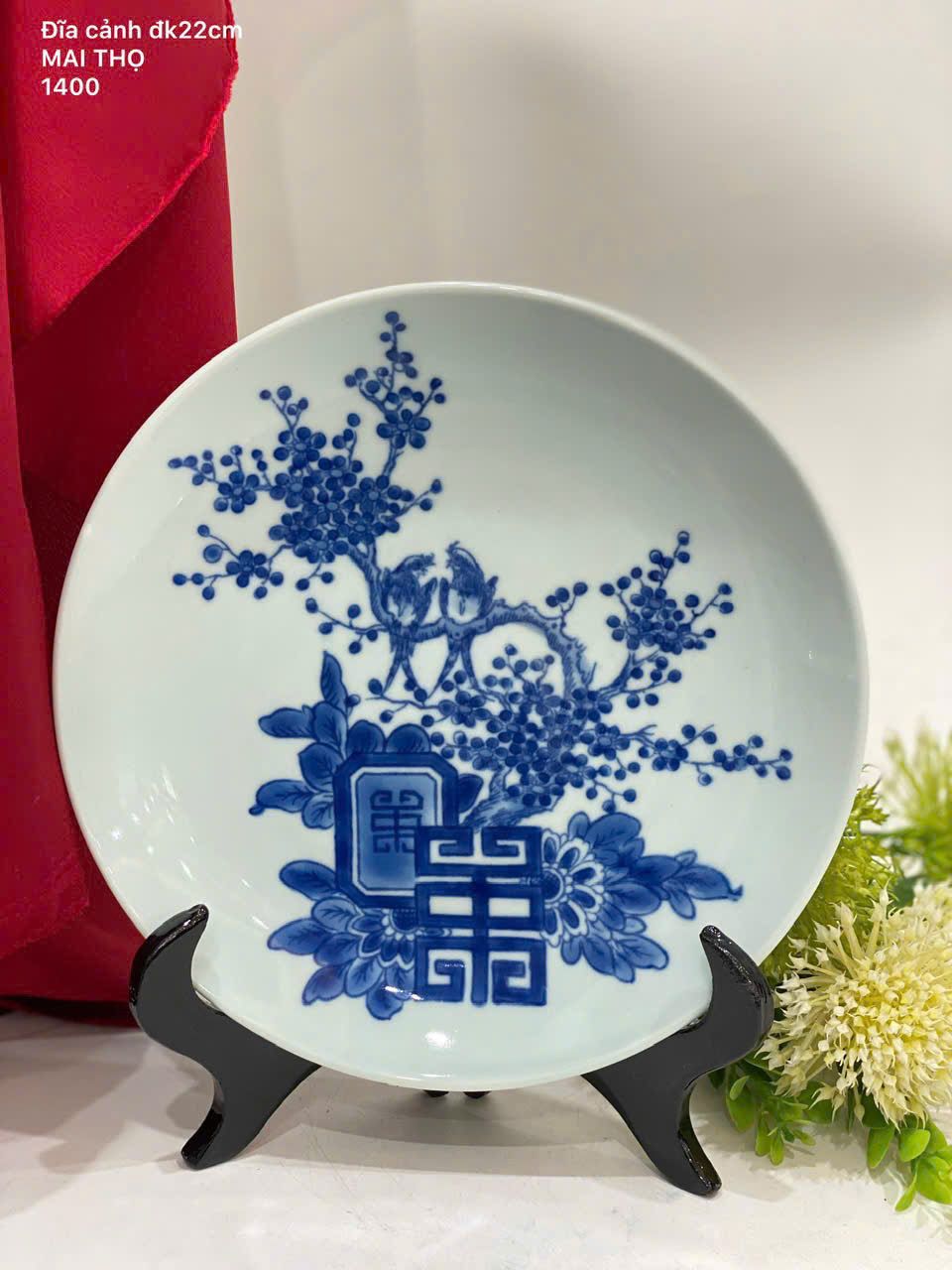  Đĩa cảnh phi họa tiết vẽ tay thủ công gốm sứ bát tràng đường kính 30cm 