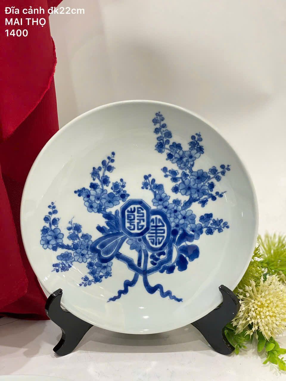  Đĩa cảnh phi họa tiết vẽ tay thủ công gốm sứ bát tràng đường kính 30cm 