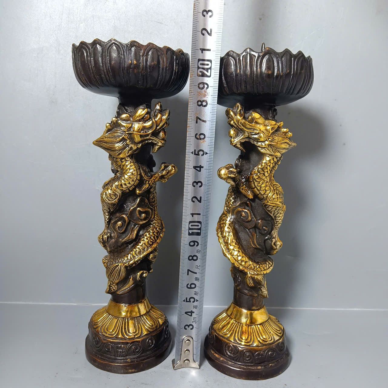  Cặp chân nến song long bằng đồng BKMECN-9206 