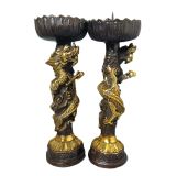  Cặp chân nến song long bằng đồng BKMECN-9206 
