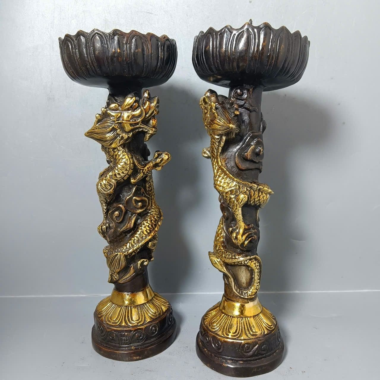  Cặp chân nến song long bằng đồng BKMECN-9206 
