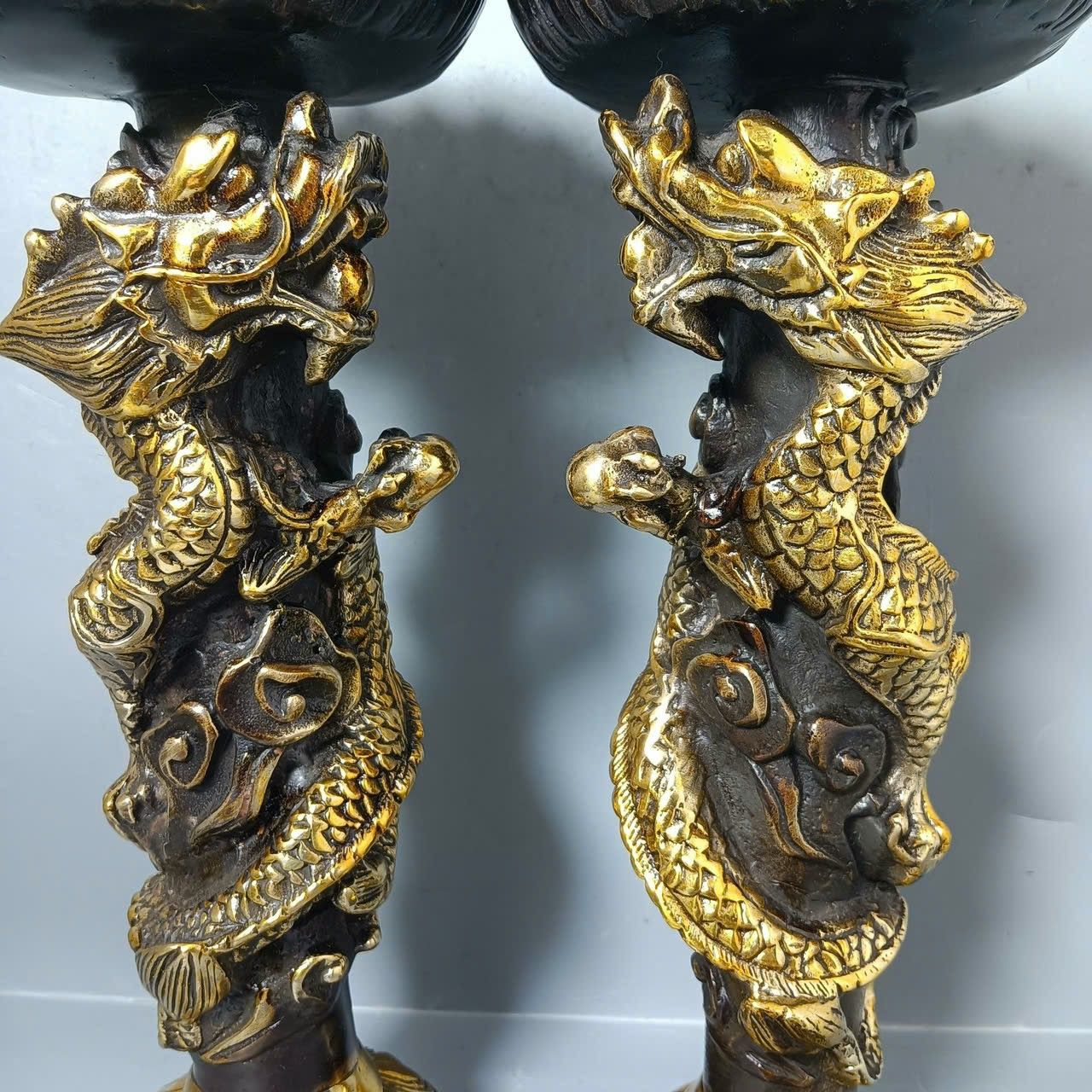  Cặp chân nến song long bằng đồng BKMECN-9206 