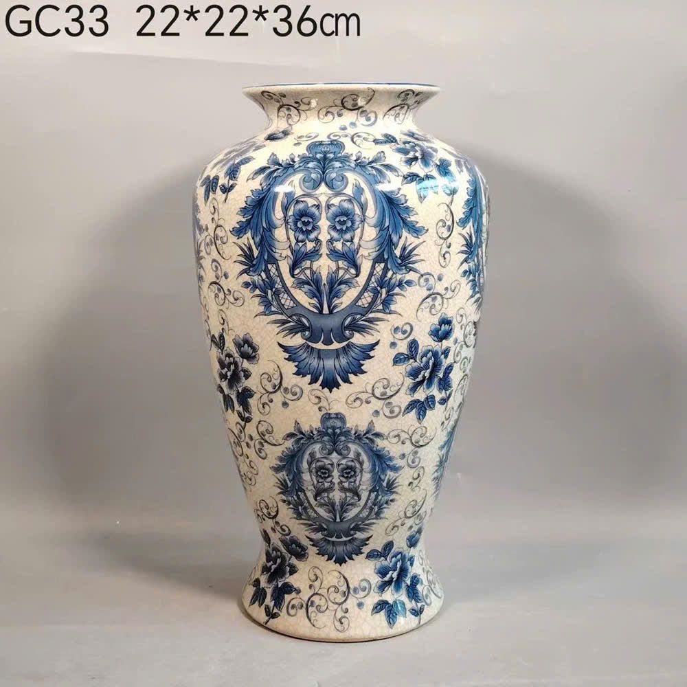  Bình gốm men lam vẽ tay BKCECN-9340 