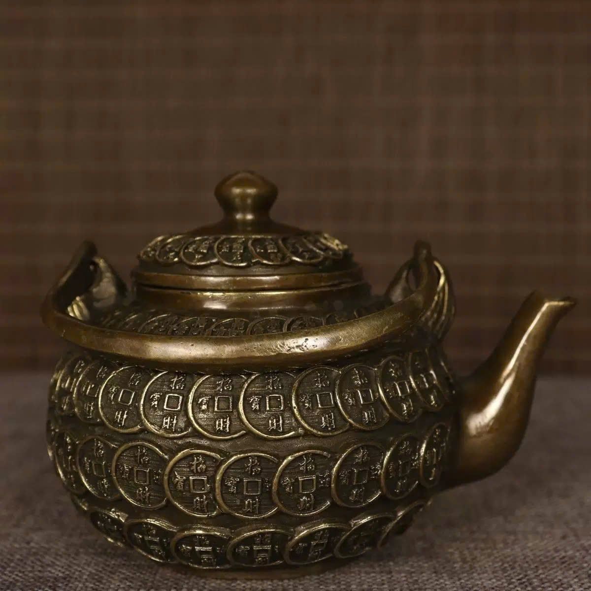  Ấm đồng họa tiết đồng xu cổ BKMECN-9216 