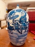  Bình sứ cổ họa tiết quan cưỡi kì lân vẽ tay cao BKCECN-9364 