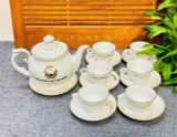  Bộ ấm chén in logo văn phòng chủ tịch nước vẽ vàng màu trắng 600ml BKCECN-9359 