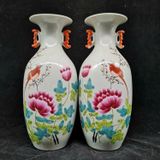  Cặp lục bình gốm sứ họa tiết hoa sen sưu tầm BKCECN-9381 
