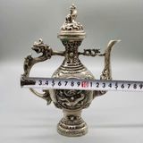  Ấm đồng mạ Bạc họa tiết khắc nổi cao cấp BKMECN-9238 