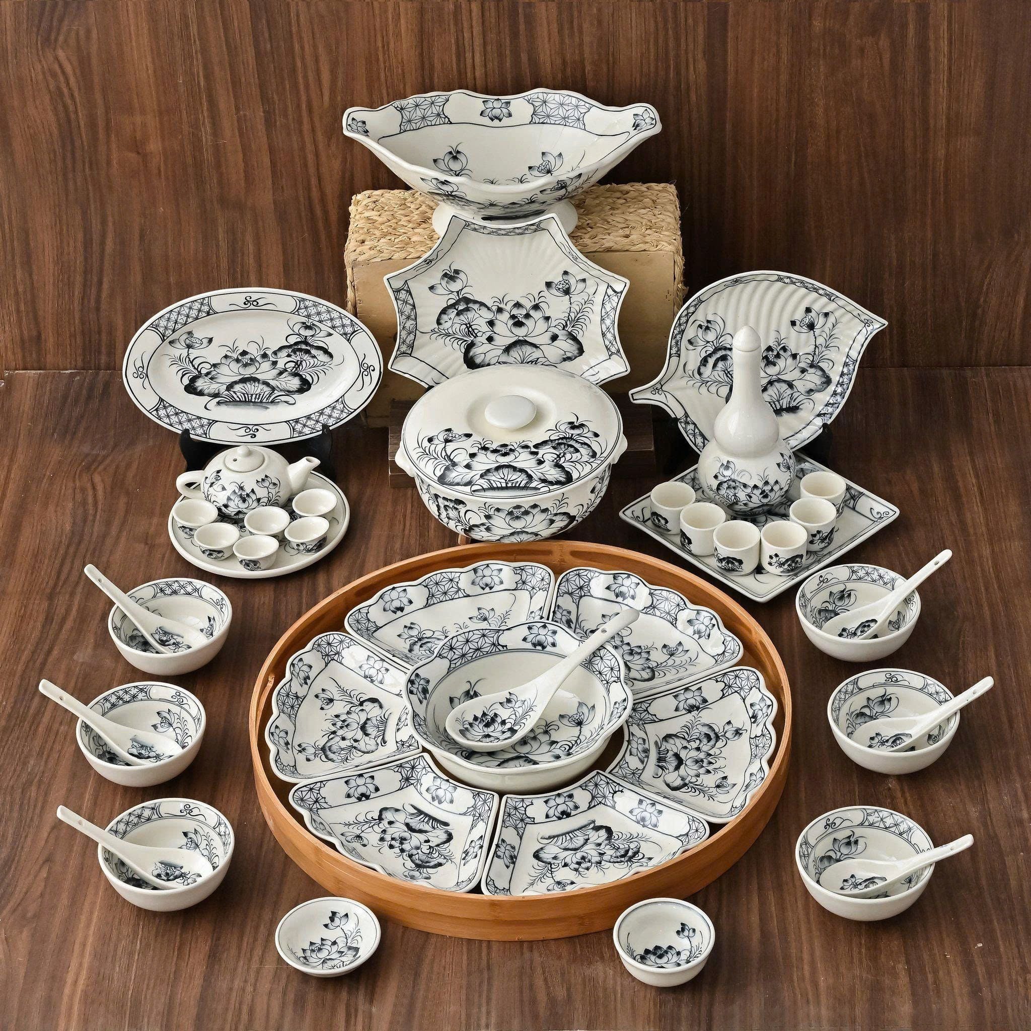  Set Đồ Thờ Gia Tiên Gốm Sứ Bát Tràng cao cấp vẽ tay 