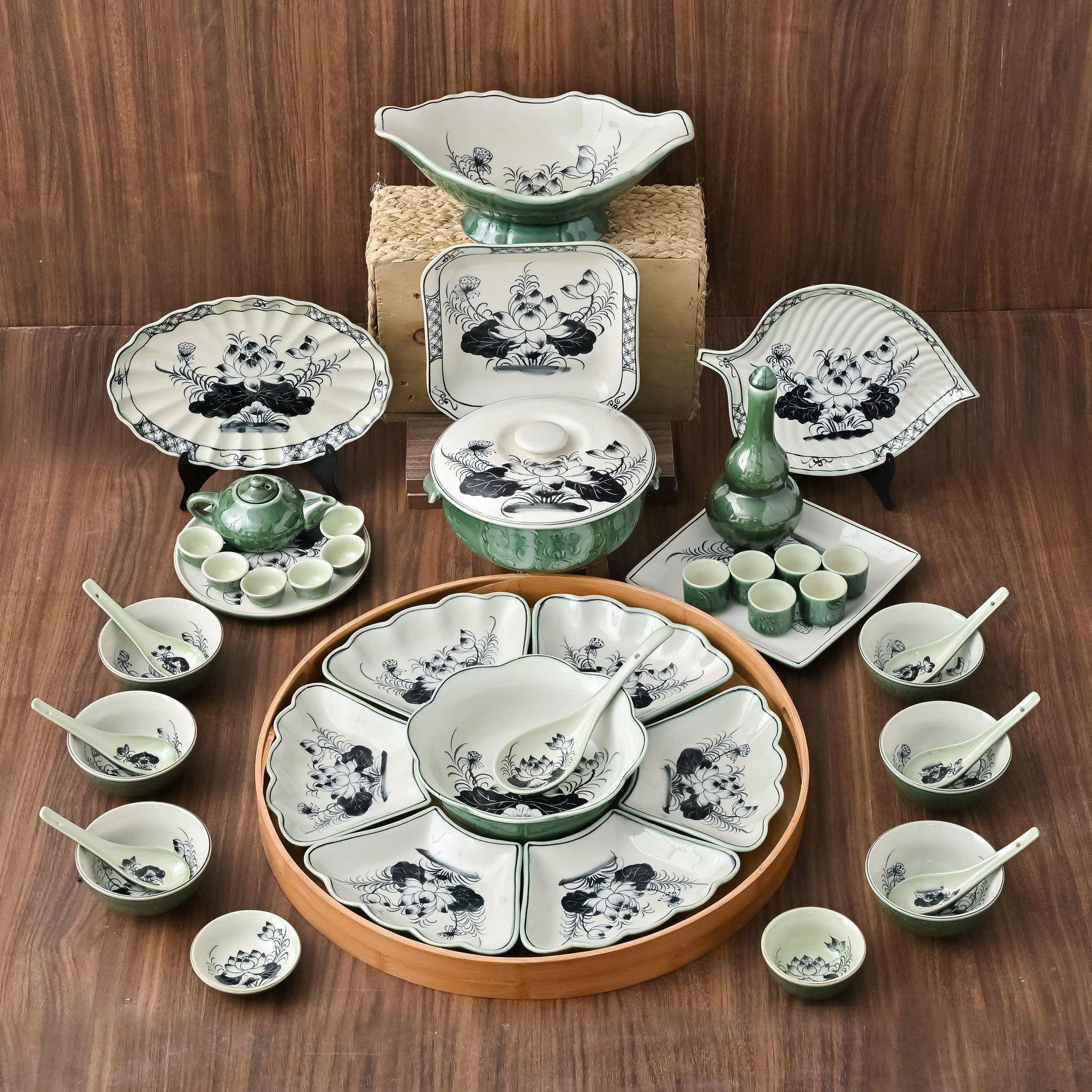  Set Đồ Thờ Gia Tiên Gốm Sứ Bát Tràng 