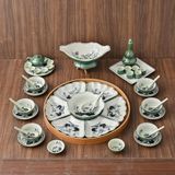  Set Đồ Thờ Gia Tiên Gốm Sứ Bát Tràng men xanh lòng trắng cao cấp 