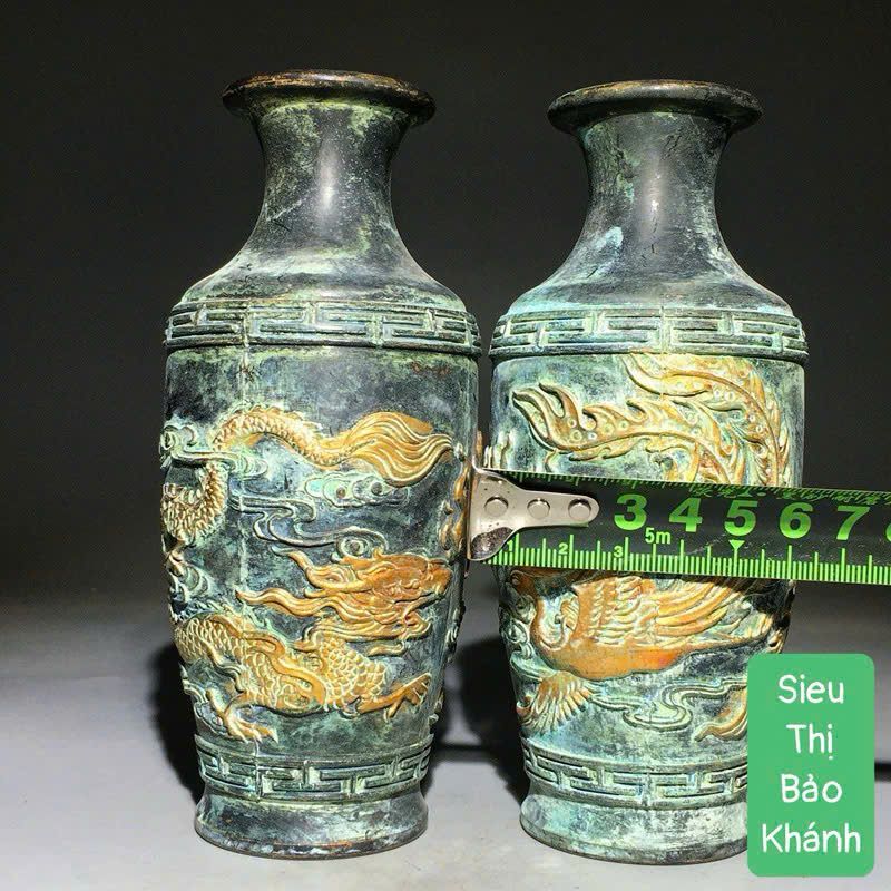  Cặp bình đồng rồng phượng cổ BKMECN-9297 