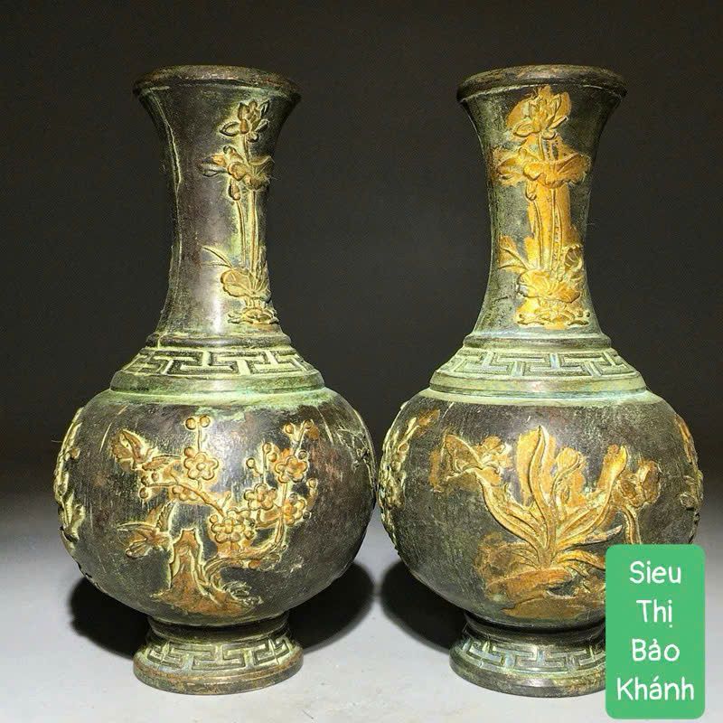  Cặp bình đồng rồng phượng sưu tầm BKMECN-9296 