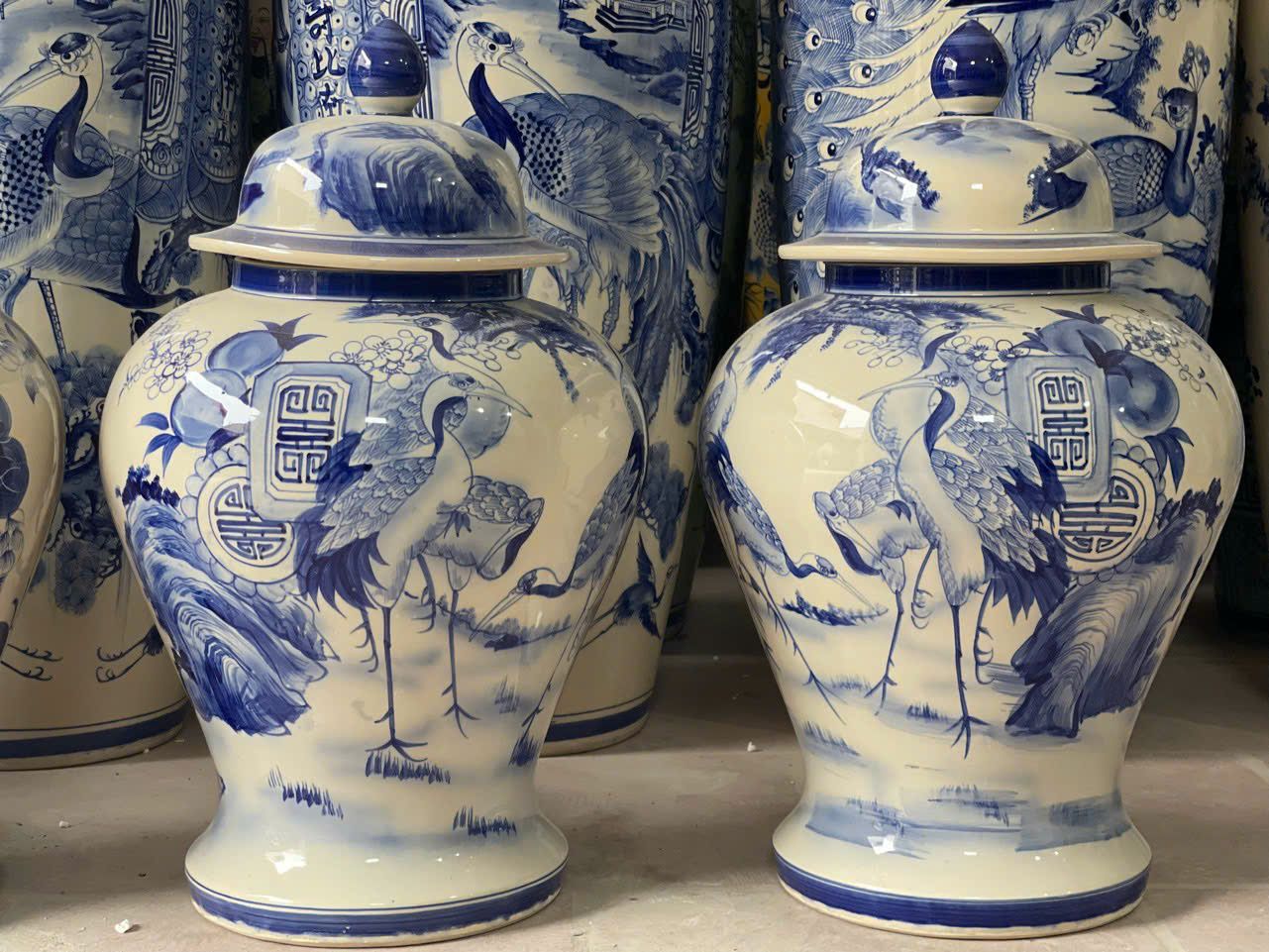  Cặp choé men lam giá rẻ gốm sứ bát tràng BKCEVN-8249 