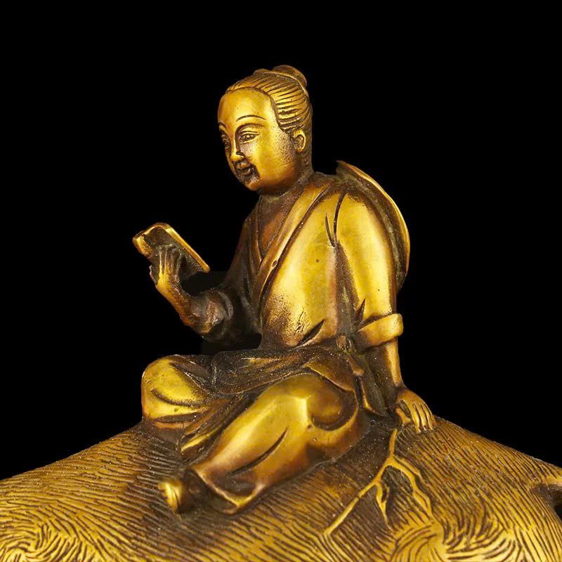  Tượng Tiểu đồng chăn trâu đọc sách bằng đồng BKMECN-9305 