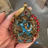  Mặt phật mạ vàng thủ công Nepan cổ sưu tầm BKMECN-9307 