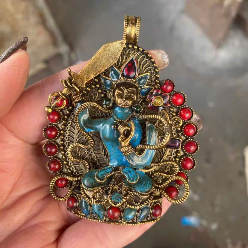  Mặt phật mạ vàng thủ công Nepan cổ sưu tầm BKMECN-9307 