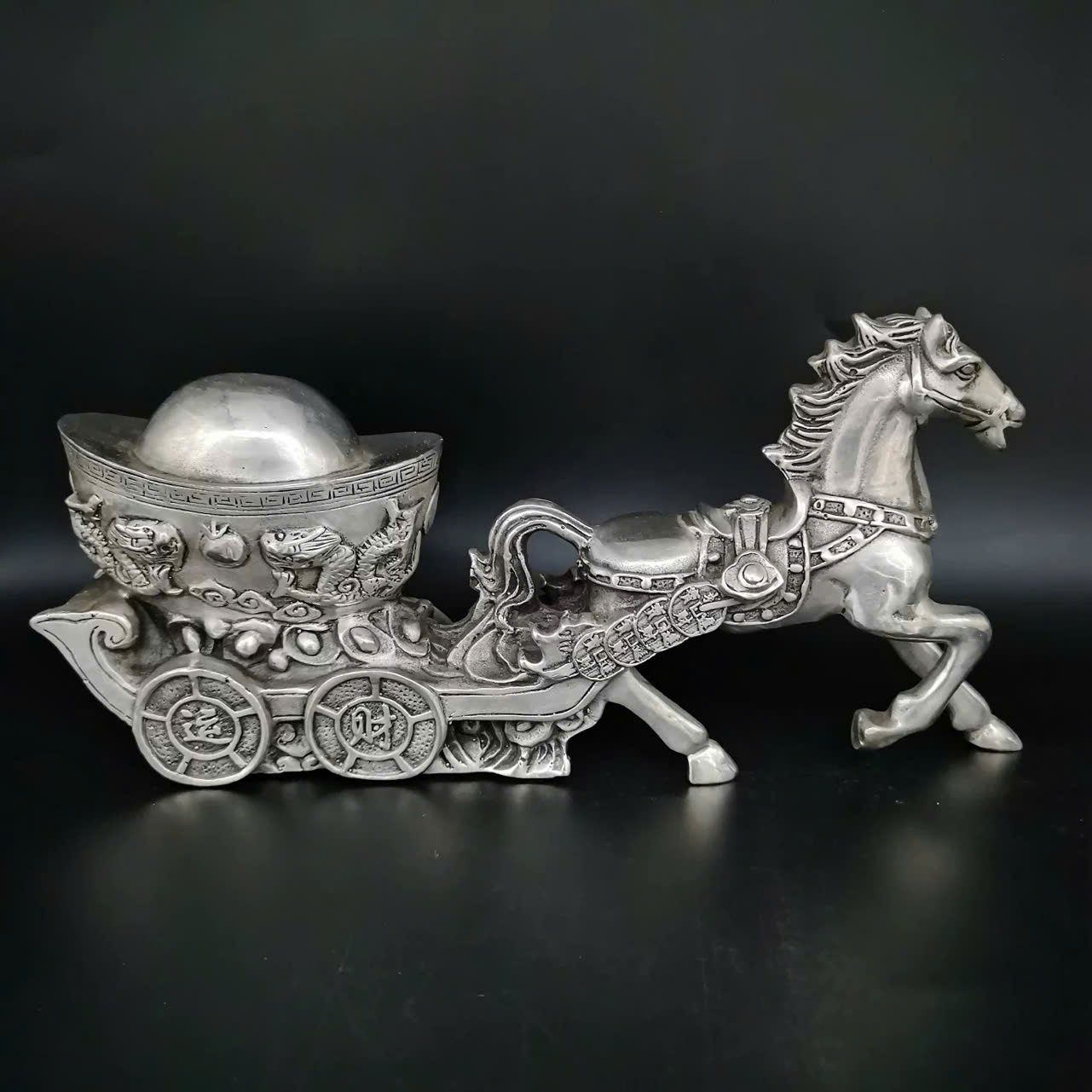  Ngựa đồng tài lộc kéo thỏi vàng BKMECN-9323 