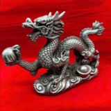  Tượng Rồng đồng vờn ngọc bằng đồng mạ bạc BKMECN-9320 