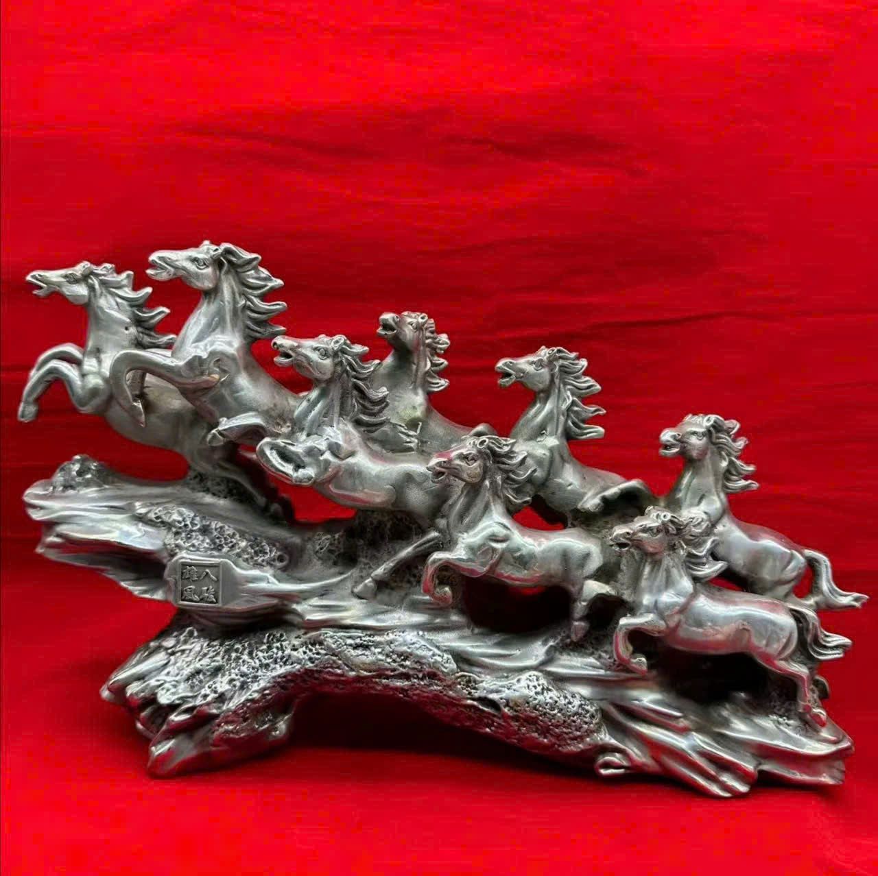  Tượng Bát Mã Phi Thiên đồng mạ bạc BKMECN-9320 