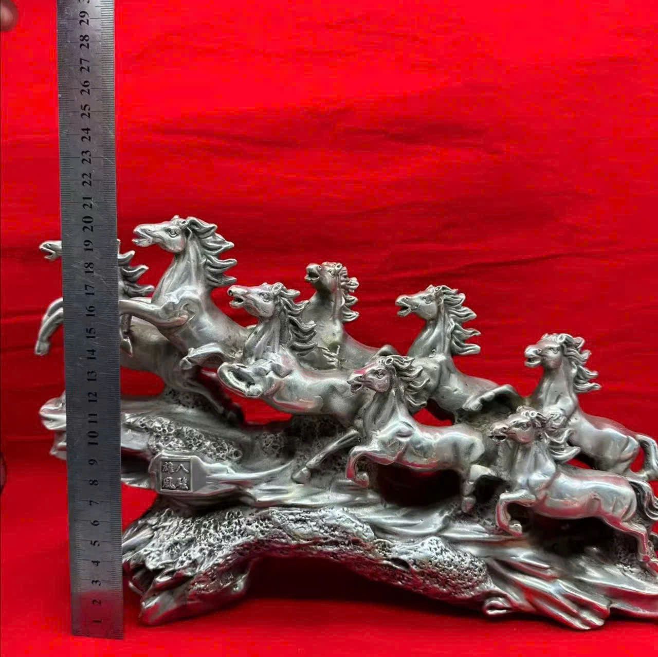  Tượng Bát Mã Phi Thiên đồng mạ bạc BKMECN-9320 