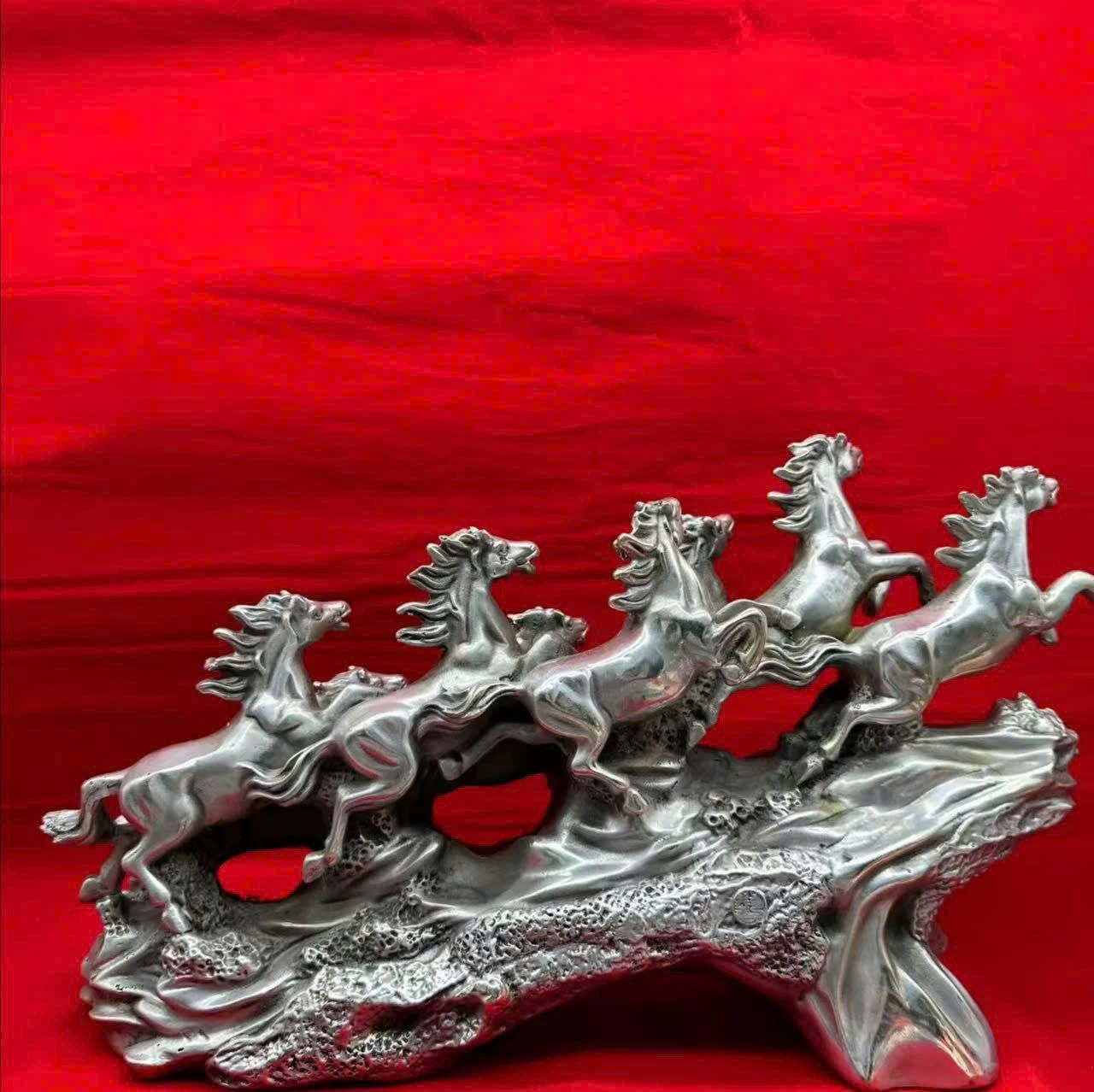  Tượng Bát Mã Phi Thiên đồng mạ bạc BKMECN-9320 