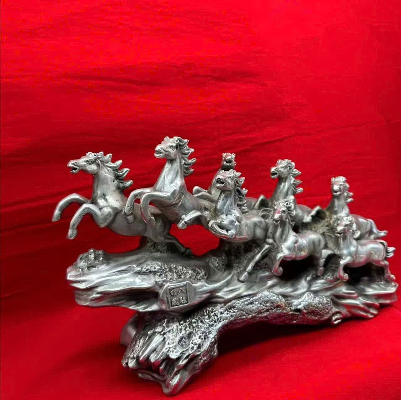  Tượng Bát Mã Phi Thiên đồng mạ bạc BKMECN-9320 