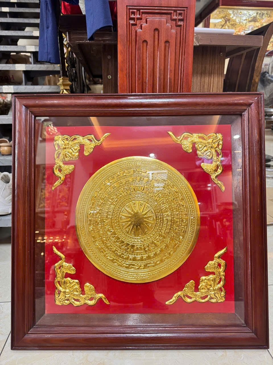  Tranh trống đồng mạ vàng BKMECN-9331 