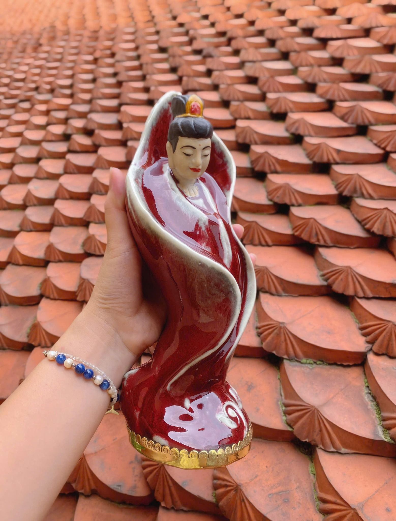  Tượng Quan Âm men thuý hồng  BKCECN-9385 