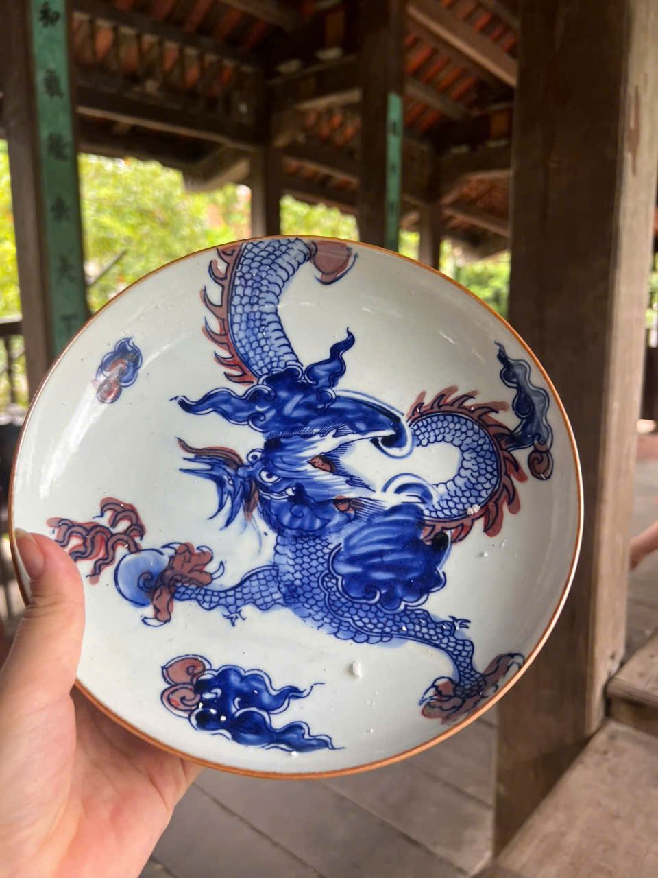 Đĩa cảnh gốm sứ họa tiết rồng sưu tầm BKCEVN-8251 