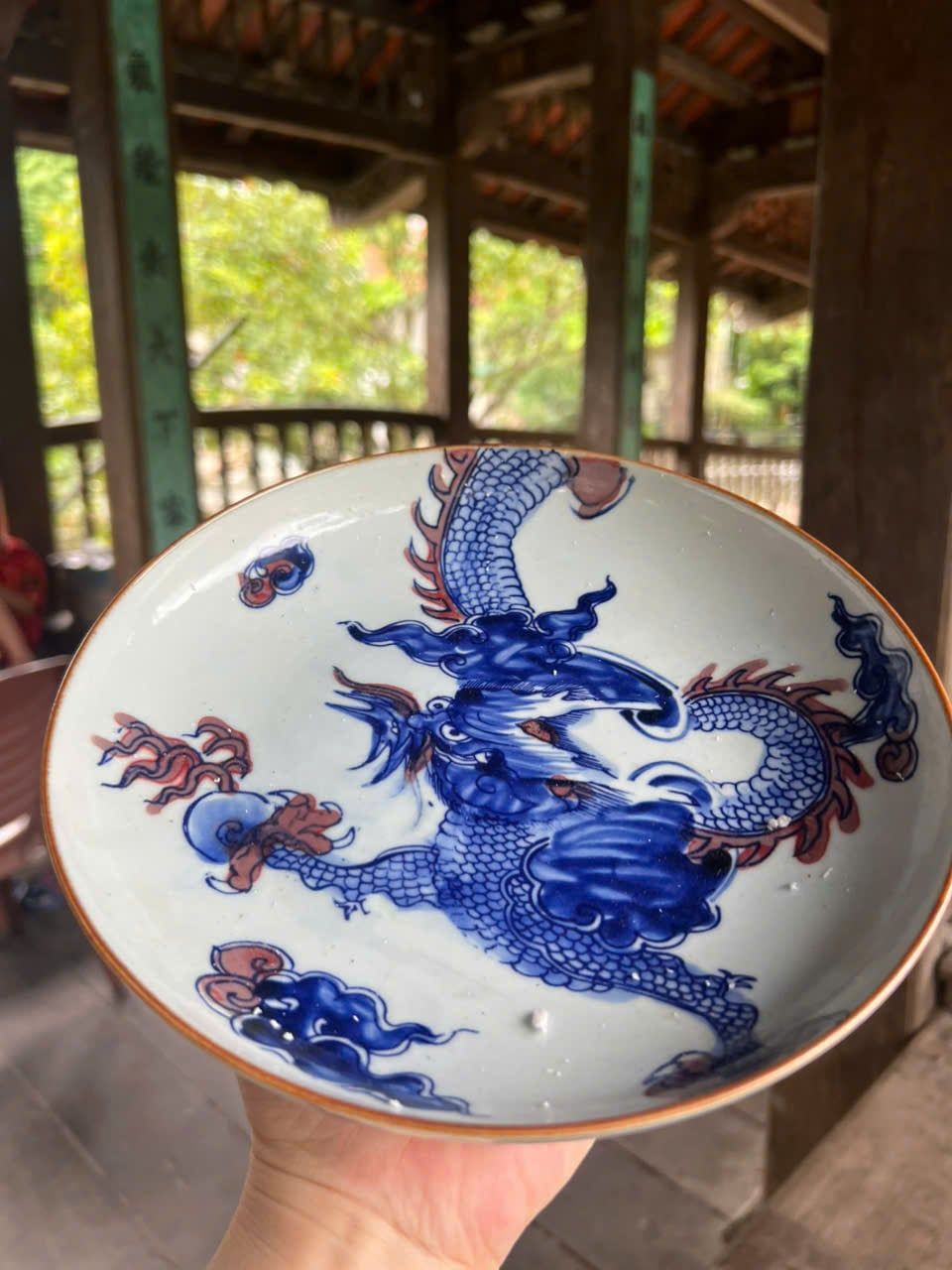  Đĩa cảnh gốm sứ họa tiết rồng sưu tầm BKCEVN-8251 