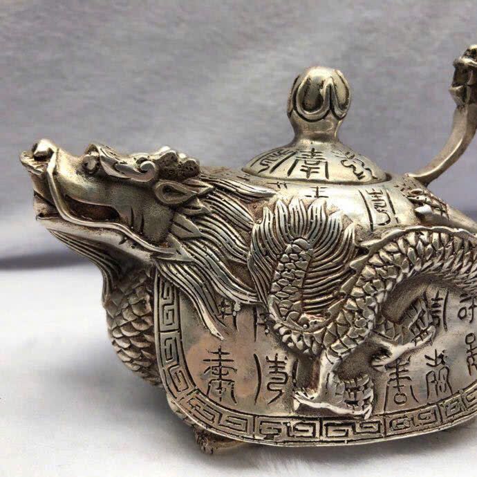  Ấm Rùa Đồng Rồng Mạ Bạc BKMECN-9357 