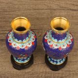  Lục bình mini đồng pháp lam hoạ tiết hoa phù dung BKMECN-9364 