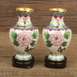  Lục bình mini đồng pháp lam hoạ tiết hoa phù dung BKMECN-9364 