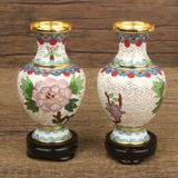  Lục bình mini đồng pháp lam hoạ tiết hoa phù dung BKMECN-9364 