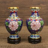  Lục bình mini đồng pháp lam hoạ tiết hoa phù dung BKMECN-9364 