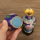  Lục bình mini đồng pháp lam hoạ tiết hoa phù dung BKMECN-9364 