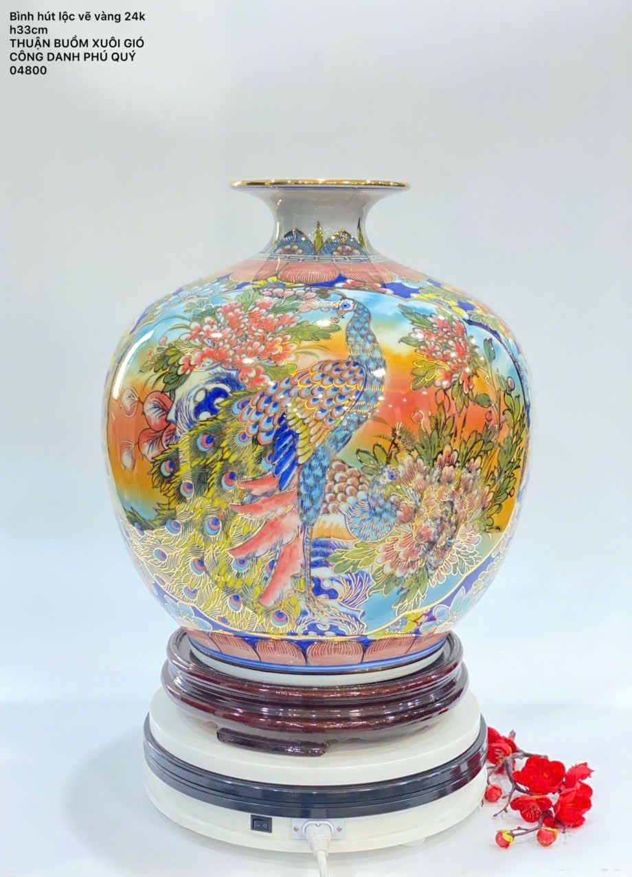  Bình hút lộc vẽ vàng 24k Thuận buồm xuôi gió BKCECN-9386 