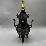  Lư hương rồng đôi mạ đồng BKMECN-9355 