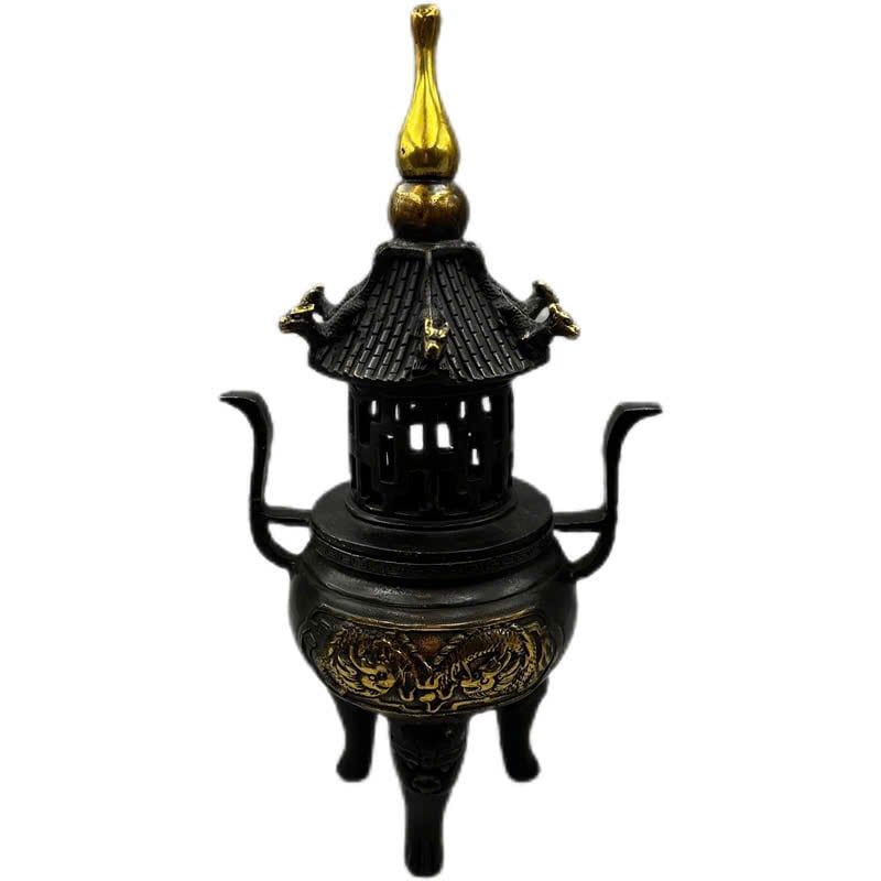  Lư hương rồng đôi mạ đồng BKMECN-9355 