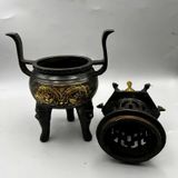  Lư hương rồng đôi mạ đồng BKMECN-9355 