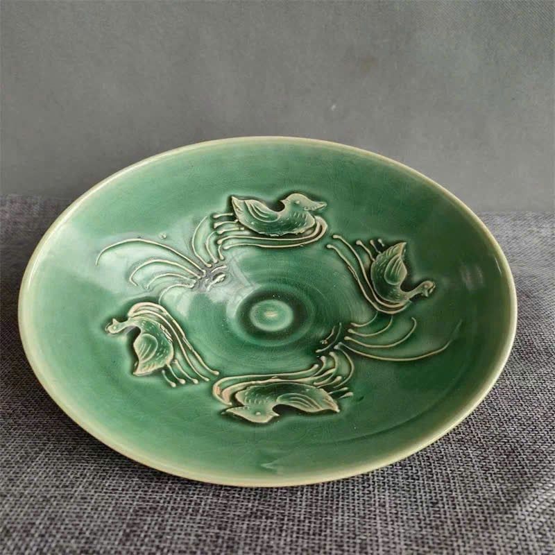  Bát gốm sưu tầm men xanh cổ BKCECN-9394 