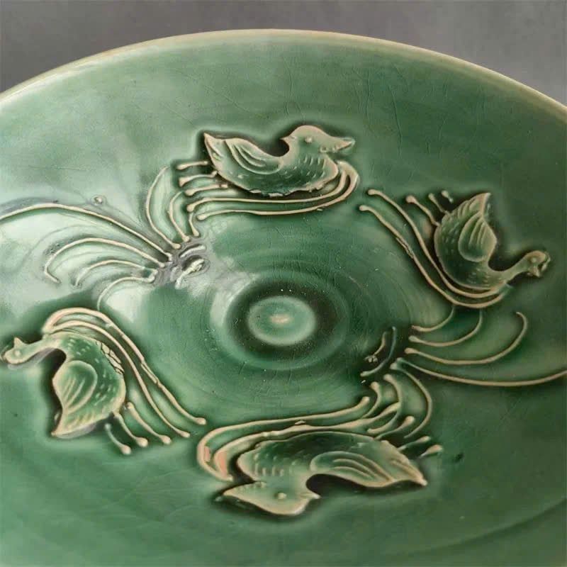  Bát gốm sưu tầm men xanh cổ BKCECN-9394 