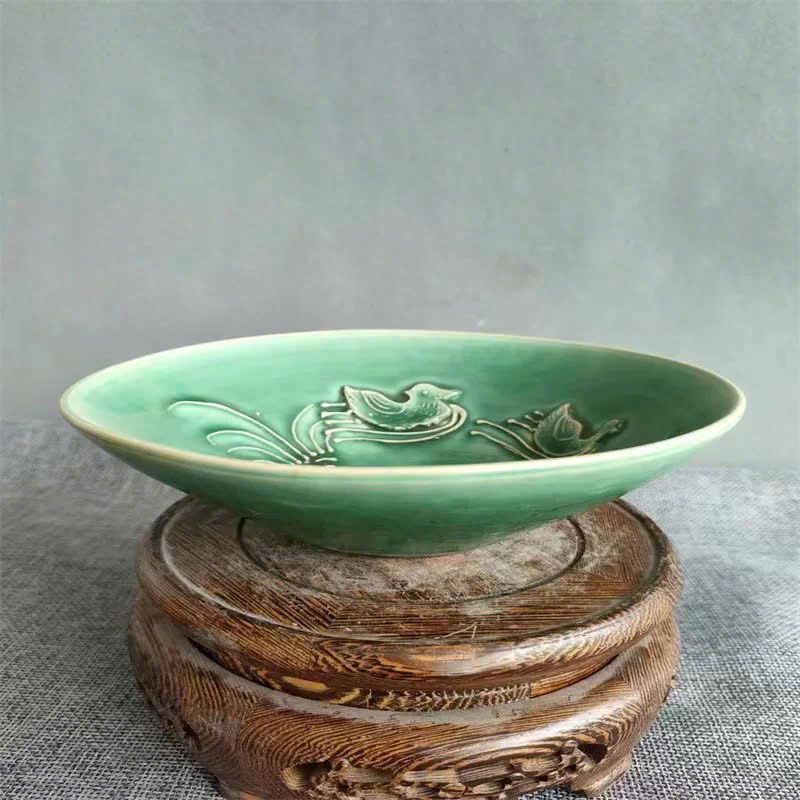  Bát gốm sưu tầm men xanh cổ BKCECN-9394 