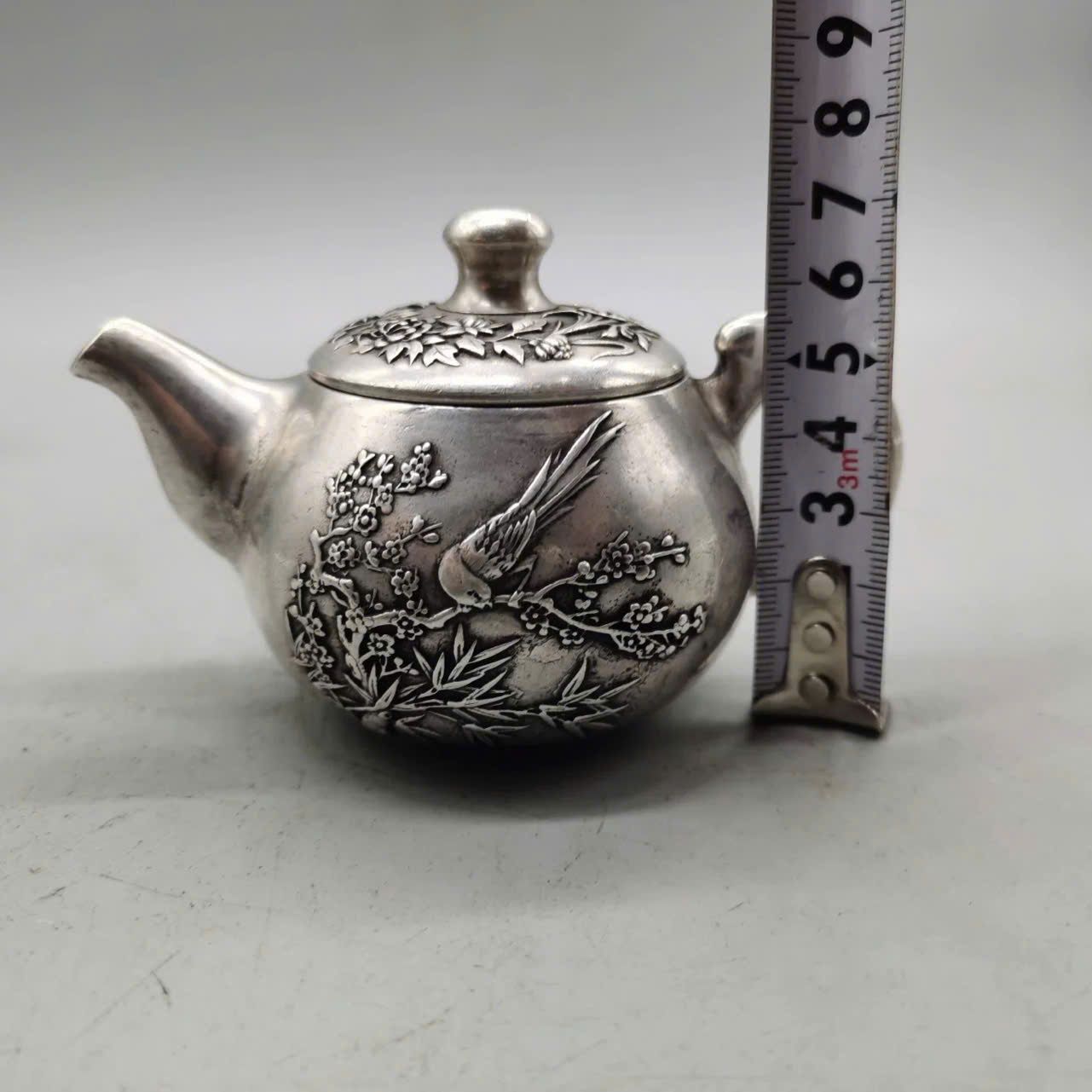  Ấm đồng mạ bạc họa tiết chim én mùa xuân BKMECN-9262 