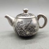  Ấm đồng mạ bạc họa tiết chim én mùa xuân BKMECN-9262 