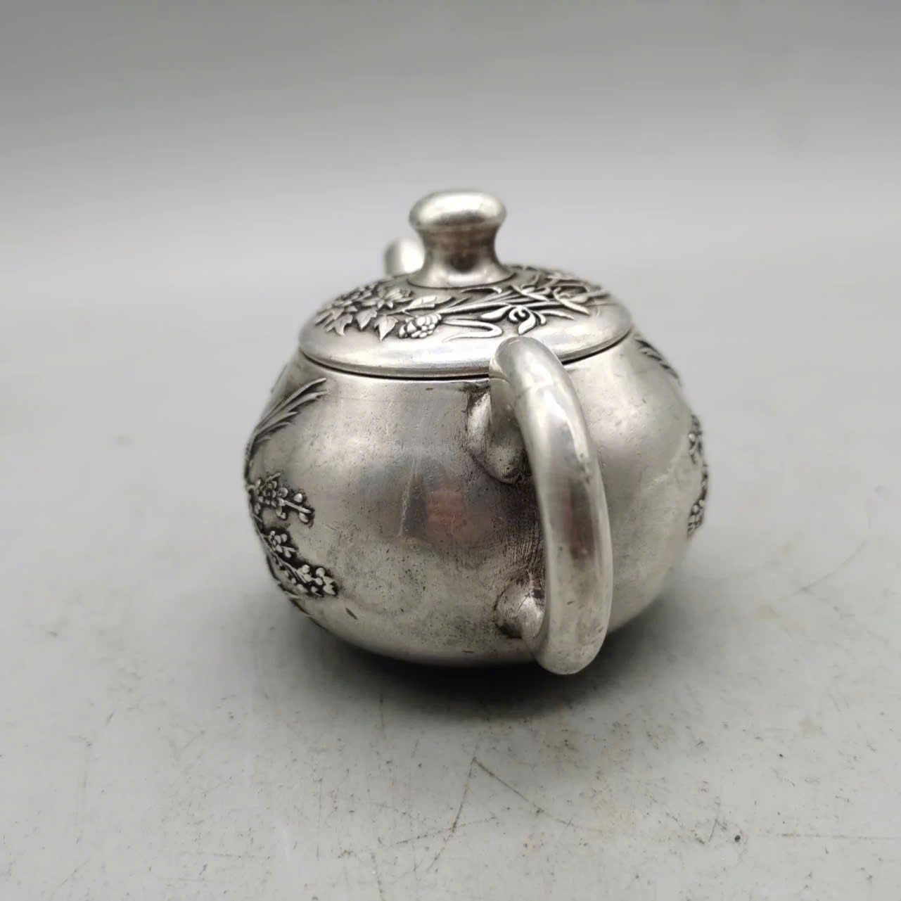  Ấm đồng mạ bạc họa tiết chim én mùa xuân BKMECN-9262 