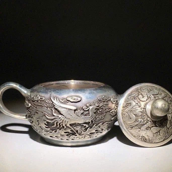  Ấm đồng mạ bạc hoạ rồng phượng BKMECN-9263 